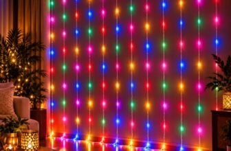 Desidiya 200 LED Waterfall Curtain String Lights 3x2m Multi Color 8 Lighting Modes, Adjustable Brightness, Memory Function, 10 Hanging Strands, Indoor & Outdoor Use