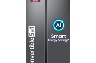 Samsung 653 L, 3 Star, Frost Free, Double Door, Convertible 5-in-1 Digital Inverter, Side By Side AI Enabled Smart Refrigerator with WiFi (RS76CG8003S9HL, Silver, Refined Inox)