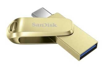 SANDISK Mobile Pen Drive Luxe 256GB, USB Type A & USB C Connector, Up to 400MB/s R, Gold