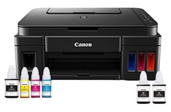 Canon PIXMA MegaTank G3000 All in One WiFi Ink Tank Colour Printer with Scanner for Home, Upto 6000 Black and 7000 Colour Prints with 2 Additional Black Ink Bottles