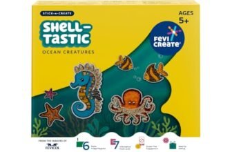 Fevicreate Stick-n-Create Shell-Tastic Ocean Creatures Kit | Shell & Sand Art | Ocean Creatures | Fridge Magnets | Informative Flash Cards | Screen-Free Play | Gifting | Ages 5+