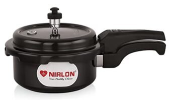 NIRLON Hard Anodised Aluminium Outer Lid Pressure Cooker Compatible with Induction & Gas, 2 Liters (Black)