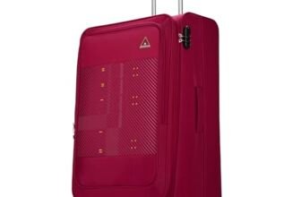 Aristocrat Duralite Soft Case Large Size 8-Wheel Trolley Bag, Red