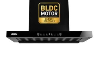 Glen Hood Selena BLDC 60 Black Filterless Kitchen Chimney 60cm | 1400 m³/hr Suction Capacity | BLDC Motor| Aeration Technology | Touch & Gesture Control |1Year Comprehensive Warranty and 15-Year Motor