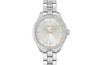 BOSS Sage Qtz Basic Silver White Round Dial Women’s Analog Watch|Stainless Steel Material|Silver Color Band – 1502726
