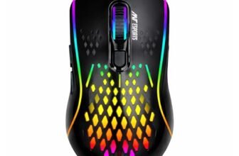 Ant Esports GM700 Wireless Gaming Mouse |4800 DPI Adjustable Sensor |11 RGB LED Modes | Lightweight Honeycomb Design |2.4GHz Low Latency |Rechargeable Battery | Ergonomic Mouse for PC & Laptop | Black