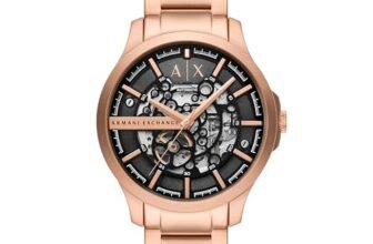 Armani Exchange Stainless Steel Analog Black Dial Men’s Watch-Ax2456, Band Color:Rose Gold