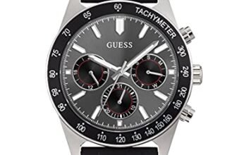 GUESS Altitude Analog Watch for man with Black Round Dial & Black Silicone Strap Band Water Resistant Men’s Wrist Watches – GW0332G1