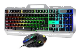 FRONTECH Wired Super Design Gaming Keyboard and Optical Mouse Combo with RGB Backlight Effects| 104 Membrane Keys | USB Plug & Play | Ergonomic & Comfortable Design (KB-0039, Black)