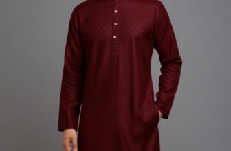 Tibra Collection Men Solid Straight Kurta(Maroon)