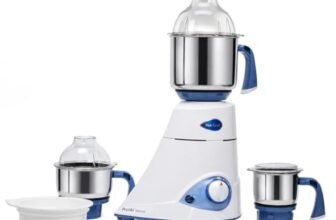 Preethi Blue Leaf Diamond Mixer Grinder, 750 Watt 3 Jars + Flexi Lid, White