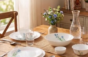 Novo By La Opala Opalware Dinner Set 10 Pieces for Family of 2,Blue Florets