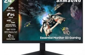 Samsung 24 Inch G3 Gaming Monitor | FHD (1920 x 1080) | IPS Panel | 144 Hz Refresh Rate | 1ms Response time | Game Mode|FreeSync | Ports-HDMI/DP/Headphone | Tilt Adjustable | LS24HG310EWXXL | Black