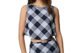 Marks & Spencer Linen Rich Checked Crop Top
