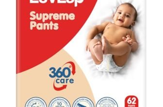LuvLap Supreme Diaper Pants Large (LG) 9 to 14Kg, 62Pcs, 360° skin care with 10 million breathable pores, Aloe Vera for superior Rash prevention, upto 12hr protection, 5 layer super light core