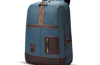 Gear Classic 6 18″/31L Antitheft Large Faux Leather Water Resistant Laptop backpack/Laptop backpack/Casual Backpack/Daypack/Travel Backpack/College Bag For Men/Women(Teal-Brown)