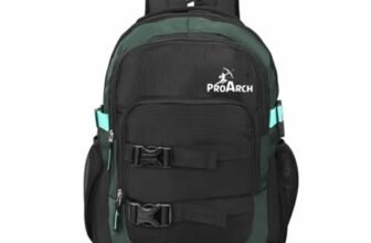 ProArch Jupiter Pro Laptop Backpack for Men & Women | Waterproof Travel Backpack | Stylish Office Bag for 15.6 Inch Laptop, College, Business, Casual & Outdoor Use (Black&Green)