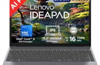 Lenovo IdeaPad Slim 3 Smartchoice (2026) Intel Core 5 320 AI PC (16GB RAM/512GB SSD/15.3″ (38.35cm)/WUXGA IPS/Windows 11/MSO 365 Basic+Office 2024/Backlit Keyboard/Grey/1.6Kg), 83RR00MRIN