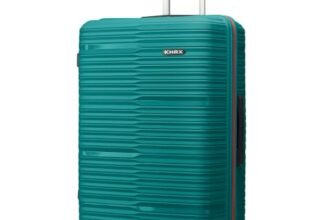 HRX Zanzibar Medium Size Teal Polypropylene Hard Shell Suitcase – Premium Travel Trolley Bag with 8 Spinner Wheels, Number Lock & Water Resistant Body