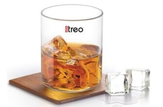 Treo by Milton Vector Crystal Clear Whiskey Glasses Set of 6 | Bar Drinking Glass Set | Premium Glass Tumbler for Bourbon, Scotch & Cocktails, Cognac, Liquor, Vodka | 350 ml, Transparent