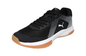 PUMA , Unisex-Adults, Badminton Smash Sprint, Black-White-Silver, Indoor Shoe, 8UK, (10930401)