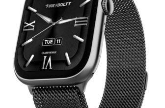 Fire-Boltt Ninja X Ring Smart Watch 1.96″ Always On Display Bluetooth Calling, Voice Assistant, SpO2 & Heart Rate, 120+ Sports Modes, IP67 Waterproof Smartwatch for Men & Women – Black Mesh