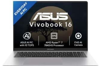 ASUS Vivobook 16 (2026),AMD Ryzen 7 7840HS,AMD Radeon iGPU,8GB RAM,512GB SSD,FHD+,16″(40 cm),Windows 11,M365 Basic(1Y),Office 2024,Cool Silver,1.85 Kg,X1652XA-MB033WS,Thin & Light Laptop