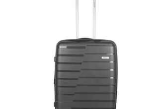 F Gear PPS27 Polypropylene Hardshell/Hardsided/Hardcase Light Weight 8 Wheeler Spinner Luggage Bag/Smooth Speed Wheel Suitcase/Trolley with TSA Lock for Men Women (Check in 24 Inch, Dark Grey)