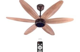 ACTIVA JETTA 1200MM BLDC Ceiling Fan with 28W, 6 Wooden-Finish Blades, 7 LED Lights, Remote, Noiseless, BEE 5-Star Rated, Energy Efficient, 5 Years Warranty (Rose Wood)