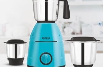 Borosil Best Mixer Grinder, 500 Watts, 3 Jars (1L Blending Jar, 800ml Dry/Wet Grinding Jar, 400 ml Chutney Jar), Kitchen Mixie, 2 Years Warranty on Motor