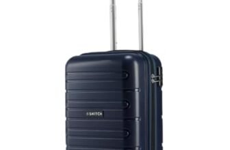 SNITCH Loop Cabin Size Blue Polypropylene Hard Travel Suitcase – Trolley Bag Small & Luggage with 4 Wheels, Secure Lock & Free Shoe Bag
