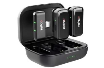 Digitek DWM 120 Wireless Microphone System, 2.4GHz Mic, Noise Reduction, 50m Range, 4.5Hr Battery, for iPhone & Android Smartphones, for Vlogging, Streaming & Interviews