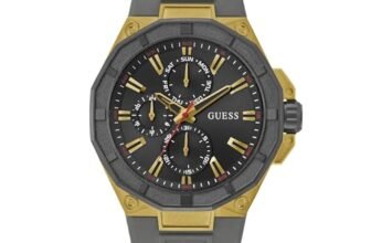 Guess Silicone Men’s Analog Black Dial Men’s Watch-Gw0803G1, Band Color Gray