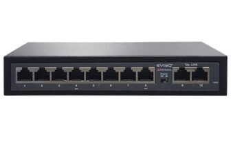 EVteQ 10 Ports Fast Ethernet with 8 PoE Ports (10/100 Mbps) & 2 Uplink Ports (10/100Base) POE Switch | Max. 30W Output of Single PoE Port EV-08F-2U