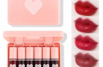 6 Colors Lip Tint Stain Set, Korean Velvet Watery Lip Stain Moisturizing Mini Liquid Lipstick, Multi-use Lip and Cheek Tint, Long lasting Non-Stick Cup Waterproof, Lip Color Makeup (Heart)