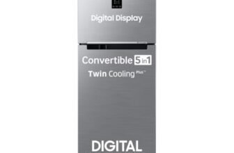 Samsung 301 L, 2 Star, Convertible 5-in-1 Digital Inverter with Display Frost Free Double Door Refrigerator (RT31H4522S9/HL, Silver, Refined Inox, 2026 Model)