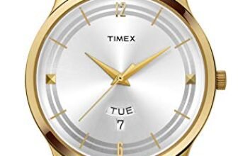 TIMEX Classics Analog Watch for Man with Silver Round Dial & Gold Stainless Steel Bracelet Band Water Resistant Men’s Wrist Watches – TI000R420