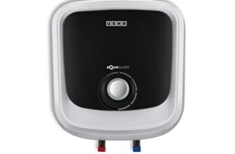 USHA Aquabuddy 15 Litre Storage Wall Water Heater With Free Installation (White Black)
