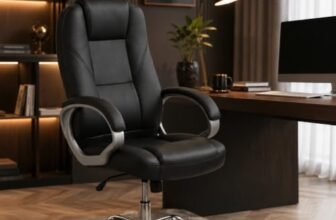 Oakcraft Premium Ergonomic Office Chair – Adjustable Swivel Desk Chair with Lumbar Support & PU Leather Upholstery (Full Black, High Back)