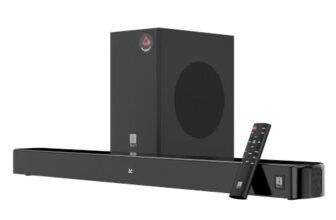 iBall Cinebar 100 220W Soundbar, 2.1 Channel, Deep Bass, 16.5 cm Subwoofer, AuralSphere Surround Audio, Quad Driver Audio, BT v5.3, HDMI ARC, Optical, USB, AUX, LED Display, Wall Mountable, EQ Modes