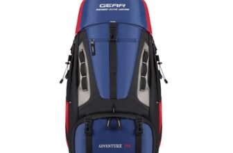Gear Adventure 75L Extra Large Water Resistant Rucksack/Travel bag/For Men & Women(Navy – Red)
