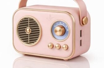Fire turtle Vintage Bluetooth Wireless Speaker | 10W RMS Loud Sound | Retro Design with Type-C Charging, 8H Battery Backup, USB & AUX Input, Portable Home & Outdoor Speaker 636 Pink