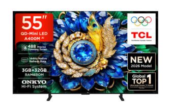 TCL A400M 138.71 cm (55 Inch) Ultra HD (4K) Mini LED Smart Google TV 2026 Edition with Up to 488 Precise Dimming Zones, 600 nits Brightness, 288 VRR, 24W ONKYO Audio System, 3GB RAM+32GB ROM(55A400M)