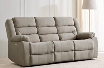 Home Centre | Cairo NXT 3-Seater Electric Recliner Sofa | Fabric Recliner for Living Room | Solid Wood | Beige | 1 Year Warranty