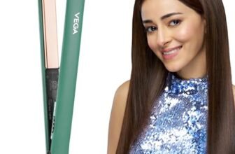 Vega Salon Smooth Hair Straightener for Women with Ceramic Coated Plates, Quick Heatup & Travel Friendly, Travel Lock, Suitable for All Hair Types, 1 Year Warranty, Green (VHSH-42)