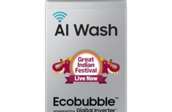 Samsung 8 Kg, 5 Star, AI Wash, AI Energy Mode, Wi-Fi, Ecobubble, AI VRT+, Super Speed, Soft Closing Door, Digital Inverter, Fully-Automatic Top Load Washing Machine (WA80F08S2LTL, Lavender Gray)