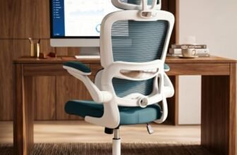 DROGO Aeroflex Ergonomic Office Chair for Work, High Back Breathable Mesh Study Chair for Home with Cushion Seat, Adjustable Lumbar & 2D Headrest, 90° Flip-up Armrest, 120° Recline, Metal Base(Teal)
