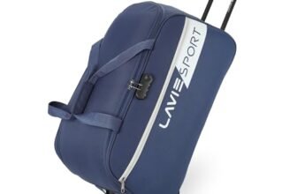 Lavie Sport Polyester Anti Theft Combi Lock Camelot Wheel Duffle Bag | Spacious Compartment | Duffle Bag | Build to Last Wheel and Trolley,Red,30 Cms