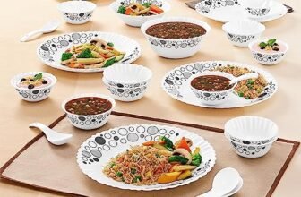 Larah by Borosil 27pc Opalware Dinner Set | for Family of 6 | Microwave & Dishwasher Safe | Bone-Ash Free | Crockery Set for Dining & Gifting | Plates & Bowls (Luna)