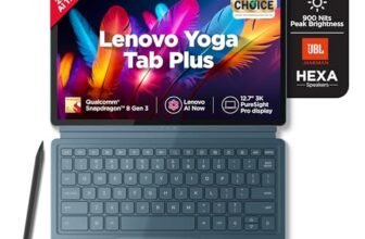 Lenovo Yoga Tab Plus Smartchoice AI Tablet with Pen + Keyboard |12.7″ Display, 3K Resolution, 144 Hz|16GB RAM, 512GB ROM|Snapdragon 8 Gen 3|10200 mAh|6 Speakers|USB 3.0 with DP-Out|1Year ADP Free|Teal